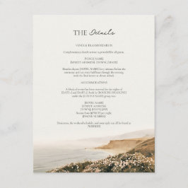 Tarjeta De Recepción Detalles de Boda en Seaside Bluff Beach Rose Cape