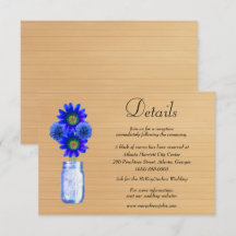 Detalles de Boda en Tarro de Mason Floral Azul de