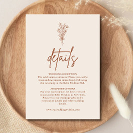Tarjeta De Recepción Detalles de Boda en Terracota Naranja Quemada Boho