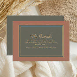 Tarjeta De Recepción Detalles de Boda en Terracota Naranja Quemada y Ve