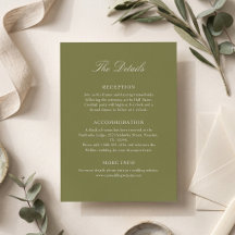Detalles de Boda en Tipografía Clásica Verde Oliva