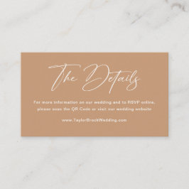 Tarjeta De Recepción Detalles de boda en tono tierra boho Código Qr