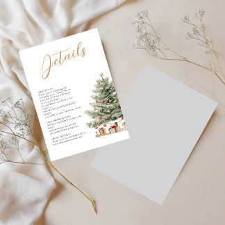 Tarjeta De Recepción Detalles de Boda en Vacaciones de Invierno