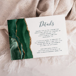 Tarjeta De Recepción Detalles de Boda en Verde Ágata Esmeralda y Letra