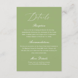 Tarjeta De Recepción Detalles de Boda en Verde Salvia Elegante