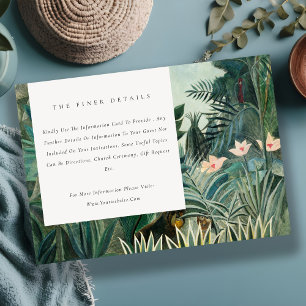 Tarjeta De Recepción Detalles de Boda Exótica Tropical Rústica en la Se