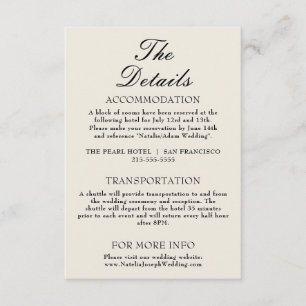 Tarjeta De Recepción Detalles de Boda Fancy Black Cream Old Money    
