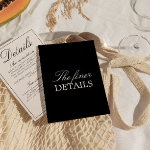Tarjeta De Recepción Detalles de Boda Fancy Black Cream Old Money