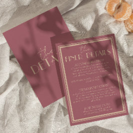 Tarjeta De Recepción Detalles de boda Fancy Dusty Rose Ivory Old Money