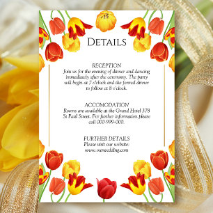 Tarjeta De Recepción Detalles de Boda Floral Blanca de Tulipanes Elegan
