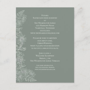 Tarjeta De Recepción Detalles de boda floral blanco verde salvia elegan
