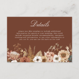 Tarjeta De Recepción Detalles de Boda Floral Bohemio Elegante