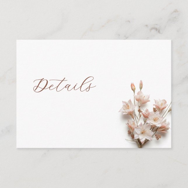 Tarjeta De Recepción Detalles de boda floral boho 3D (Anverso)