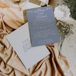 Tarjeta De Recepción Detalles de Boda Floral Boho Azul Polvoriento Mode