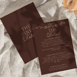 Tarjeta De Recepción Detalles de Boda Floral Boho de Chocolate Elegante
