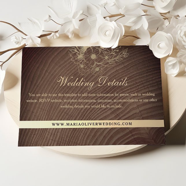 Tarjeta De Recepción Detalles de Boda Floral Boho de Madera Rústica (Subido por el creador)