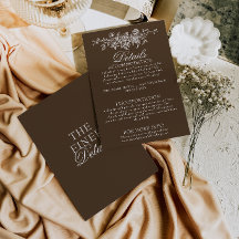 Detalles de Boda Floral Boho Marrón Chocolate Eleg