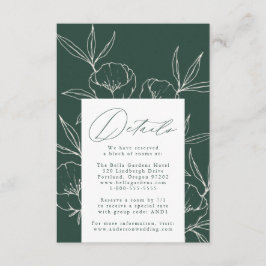 Tarjeta De Recepción Detalles de Boda Floral Botánico Moderno Verde Osc
