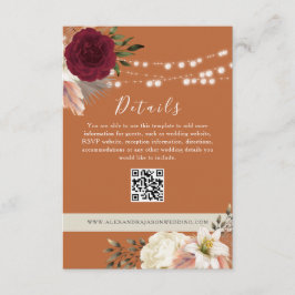 Tarjeta De Recepción Detalles de Boda Floral Código QR Sitio Web