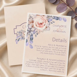 Tarjeta De Recepción Detalles de Boda Floral Color Melocotón
