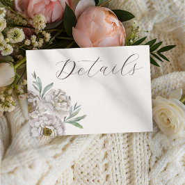Tarjeta De Recepción Detalles de Boda Floral Crema Boho y Blanco