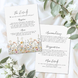 Tarjeta De Recepción Detalles de Boda Floral de Flor Silvestre