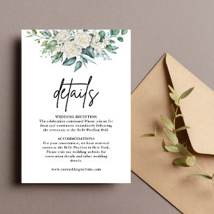 Tarjeta De Recepción Detalles de Boda Floral de Jardinería Rosa Blanca