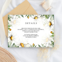 Tarjeta De Recepción Detalles de Boda Floral de Margaritas Rústicas