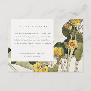 Tarjeta De Recepción Detalles de boda floral de narciso amarillo rústic