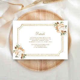 Tarjeta De Recepción Detalles de boda floral de Navidad en oro marfil b