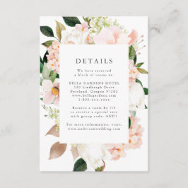 Tarjeta De Recepción Detalles de Boda Floral de Rubor de Primavera