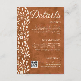 Tarjeta De Recepción Detalles de boda floral de terracota código QR