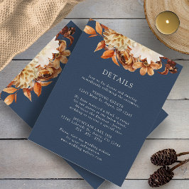 Tarjeta De Recepción Detalles de Boda Floral de Terracota de Otoño en A