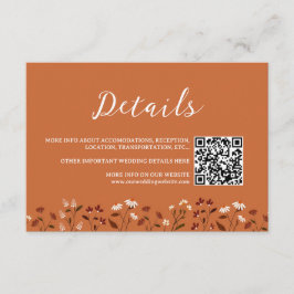 Tarjeta De Recepción Detalles de Boda Floral de Terracota Rústica Inclu