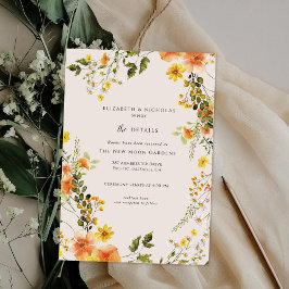 Tarjeta De Recepción Detalles de Boda Floral de Verano | Otoño Romántic