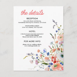 Tarjeta De Recepción Detalles de Boda Floral Elegante
