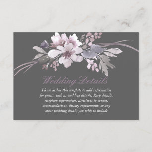 Tarjeta De Recepción Detalles de boda floral elegante de invierno