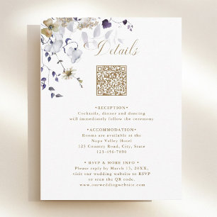 Tarjeta De Recepción Detalles de Boda Floral Elegante Púrpura Blanco Do