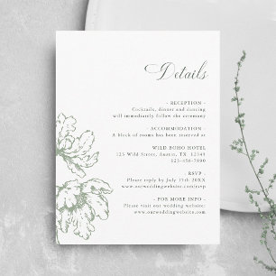 Tarjeta De Recepción Detalles de boda floral francés verde salvia