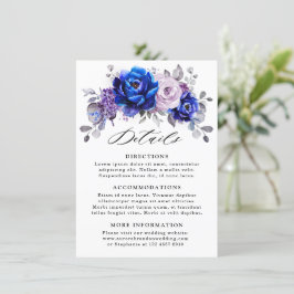 Tarjeta De Recepción Detalles de Boda Floral Lila Azul Real Púrpura