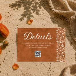 Tarjeta De Recepción detalles de boda floral mexicana código QR