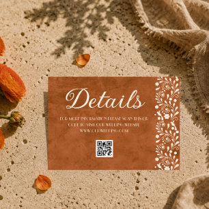 Tarjeta De Recepción detalles de boda floral mexicana código QR