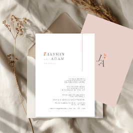Tarjeta De Recepción Detalles de Boda Floral Minimalista Rosa Elegante