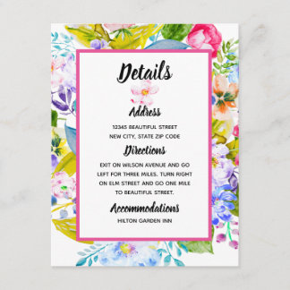 Tarjeta De Recepción Detalles de Boda Floral Moderna Rosa