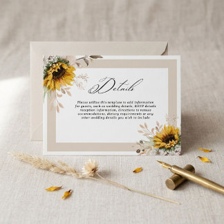 Tarjeta De Recepción Detalles de Boda Floral Otoñal Elegante