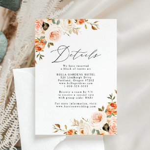 Tarjeta De Recepción Detalles de Boda Floral Otoñal Rústico Elegante
