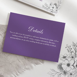 Tarjeta De Recepción Detalles de Boda Floral Púrpura