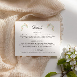 Tarjeta De Recepción Detalles de Boda Floral Rococó Acuarela Elegante