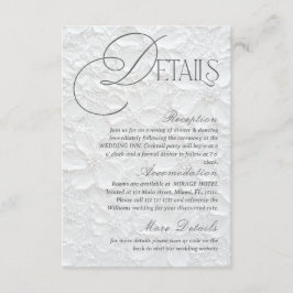 Tarjeta De Recepción Detalles de Boda Floral Romántica Blanca