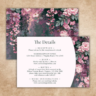Tarjeta De Recepción Detalles de Boda Floral Rosa Mauve Románticos Eleg